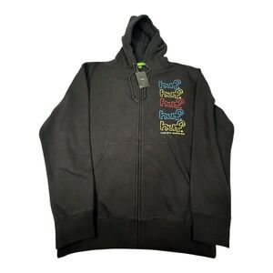 HUF Drop Out Stack F/Z Hoodi Black Multicolor Logo Mens Size S
